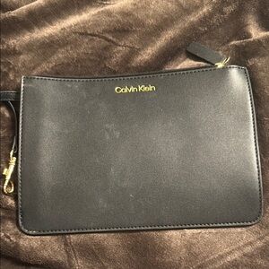 Calvin Klein Black Leather Wristlet